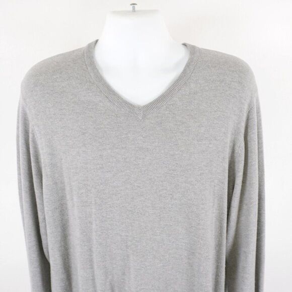St. John's Bay Gray V-Neck XL Sweater Pullover Cotton Acylic Long‎ Sleeve - Picture 1 of 10